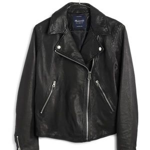 MADEWELL Washed Leather Jacket - Black - XS